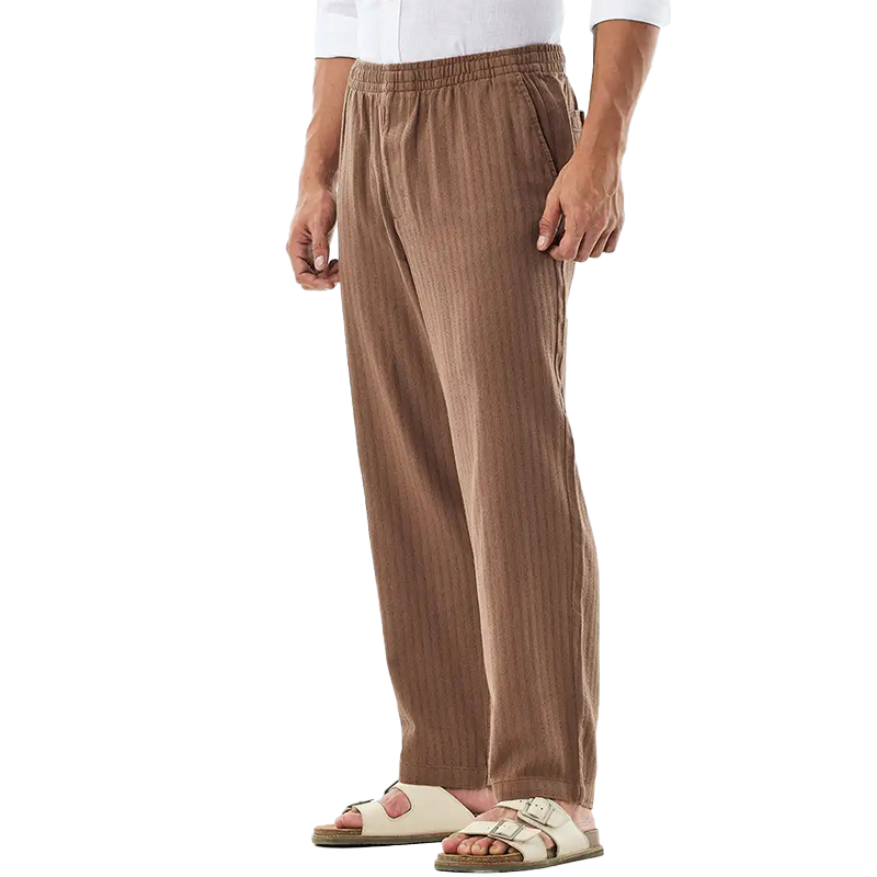 Men's Cotton And Linen Jacquard Casual Trousers MTA2879G8P
