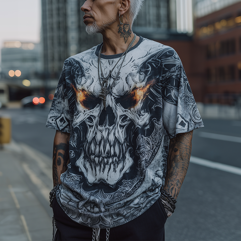 Men's Summer Fashion Street Print Polyester Blend Short-Sleeved T-Shirt MTA0385G2P