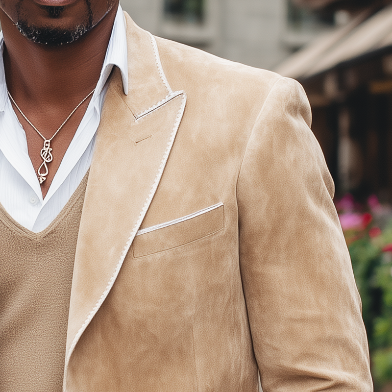 Men's Vintage Business Two-Button Suede Blazer MTA1606H0U