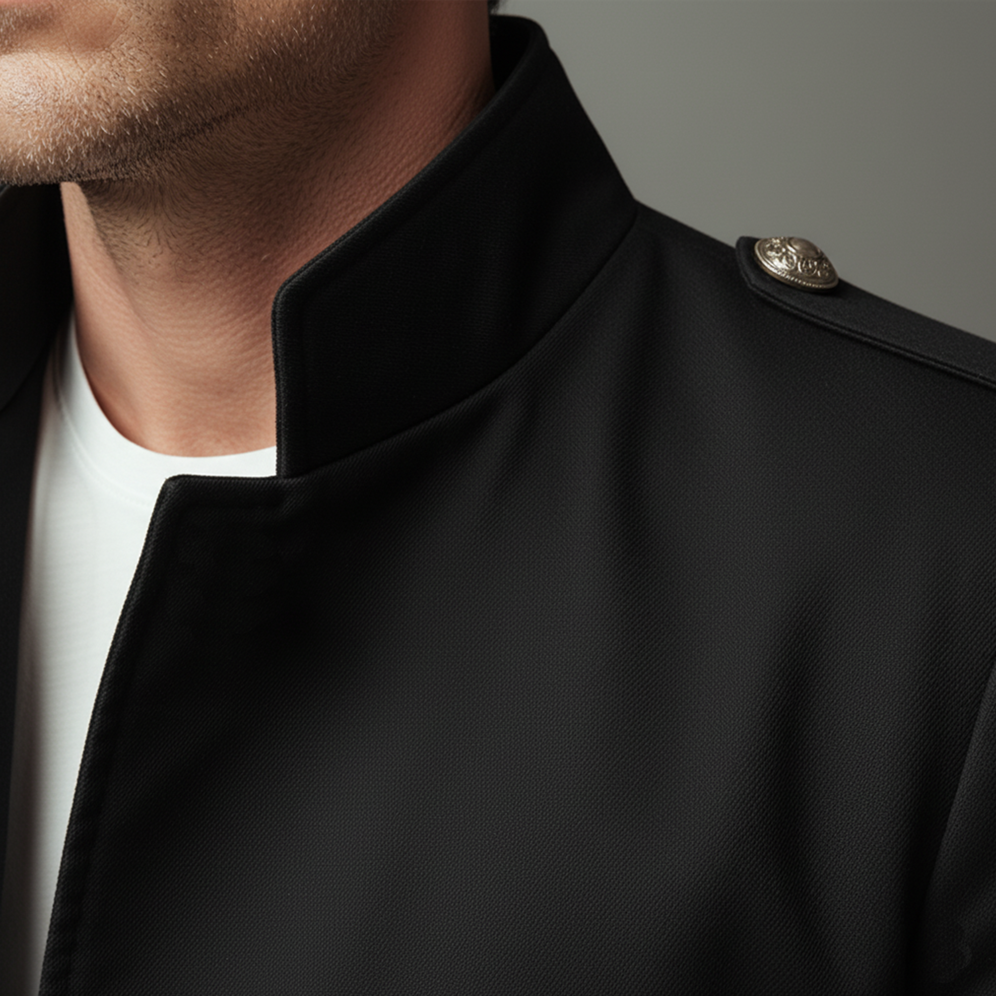 Men's Classic Stand Collar Cotton Blend Single Breasted Slim Fit Jacket MTA2453J7K