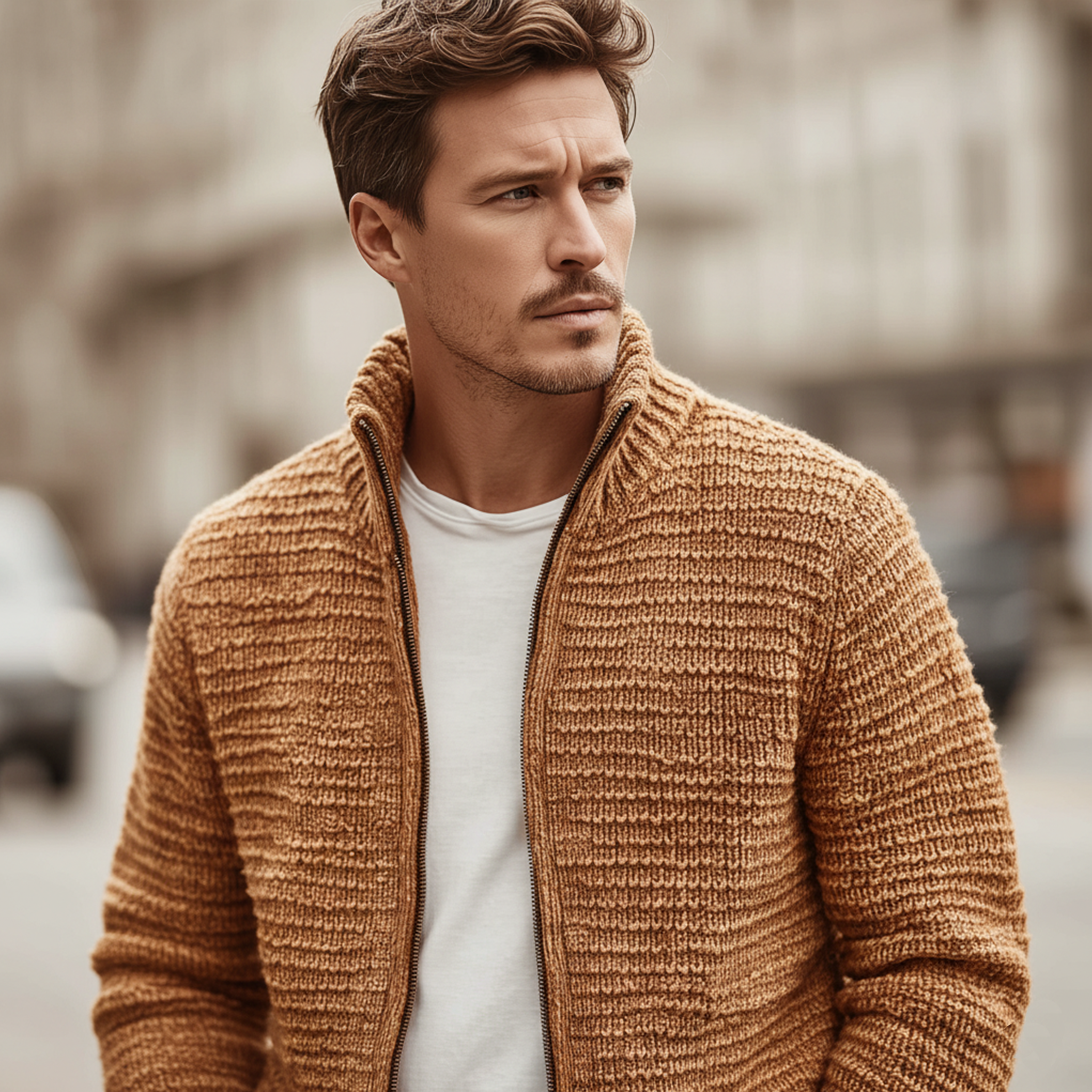 Men's Classic Casual Stand Collar Zipper Cardigan MTA2729J9K