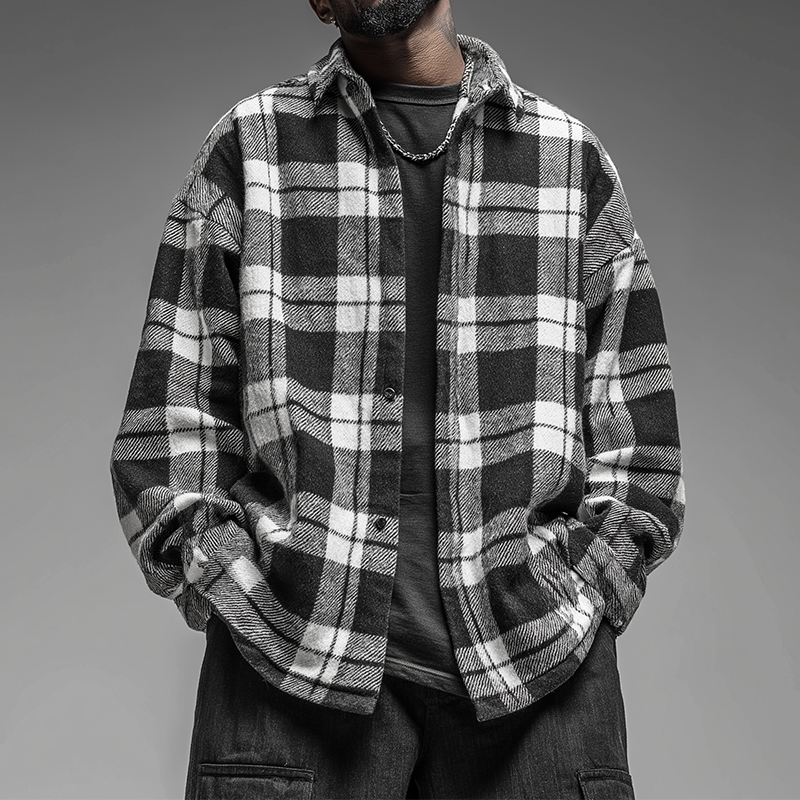 Men's Winter Fashion Plaid Twill Cotton Thick Long Sleeve Shirt MTA2277I9P