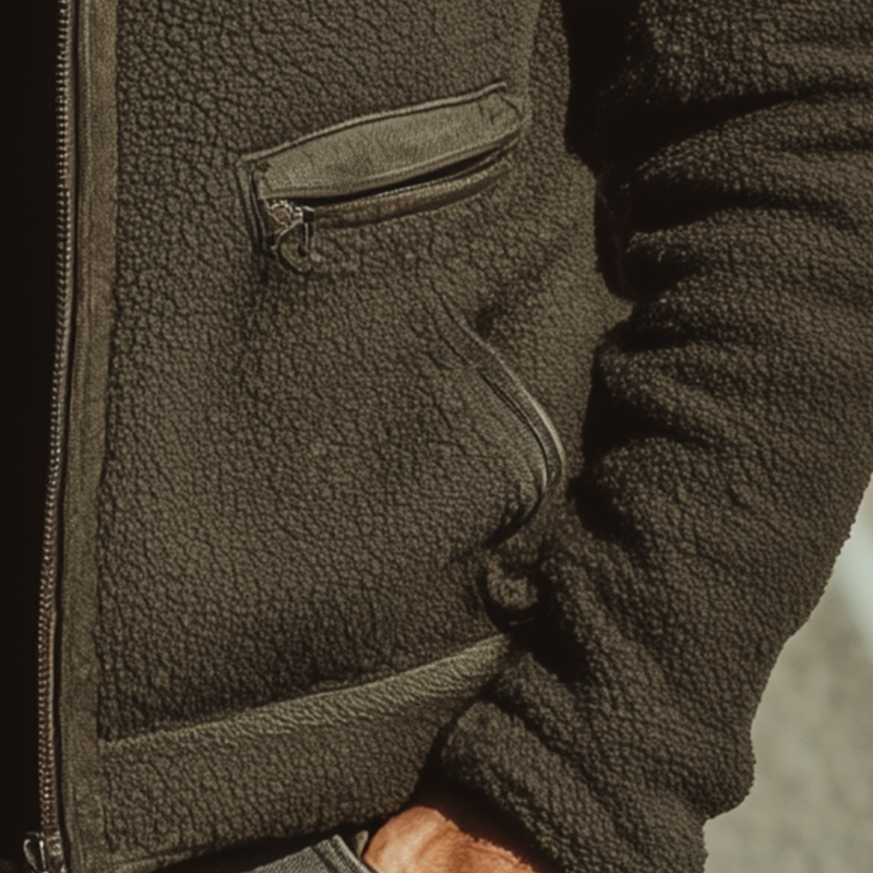 Men's Autumn And Winter Vintage Sherpa Zipper Jacket MTA1108I5P