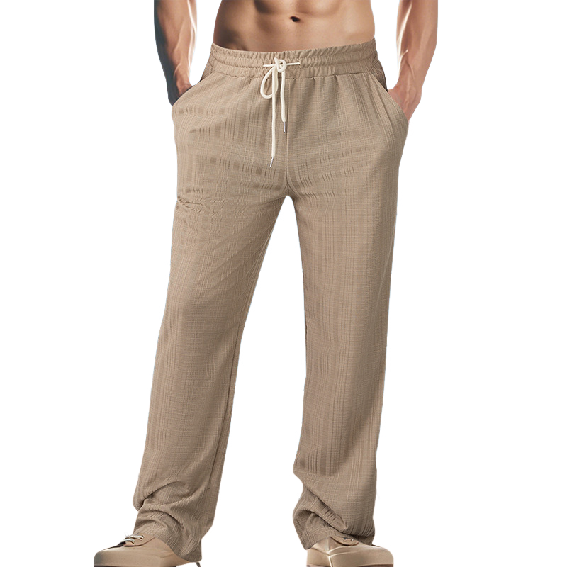 Men's Textured Drawstring Solid Color Casual Pants MTA1192F2X
