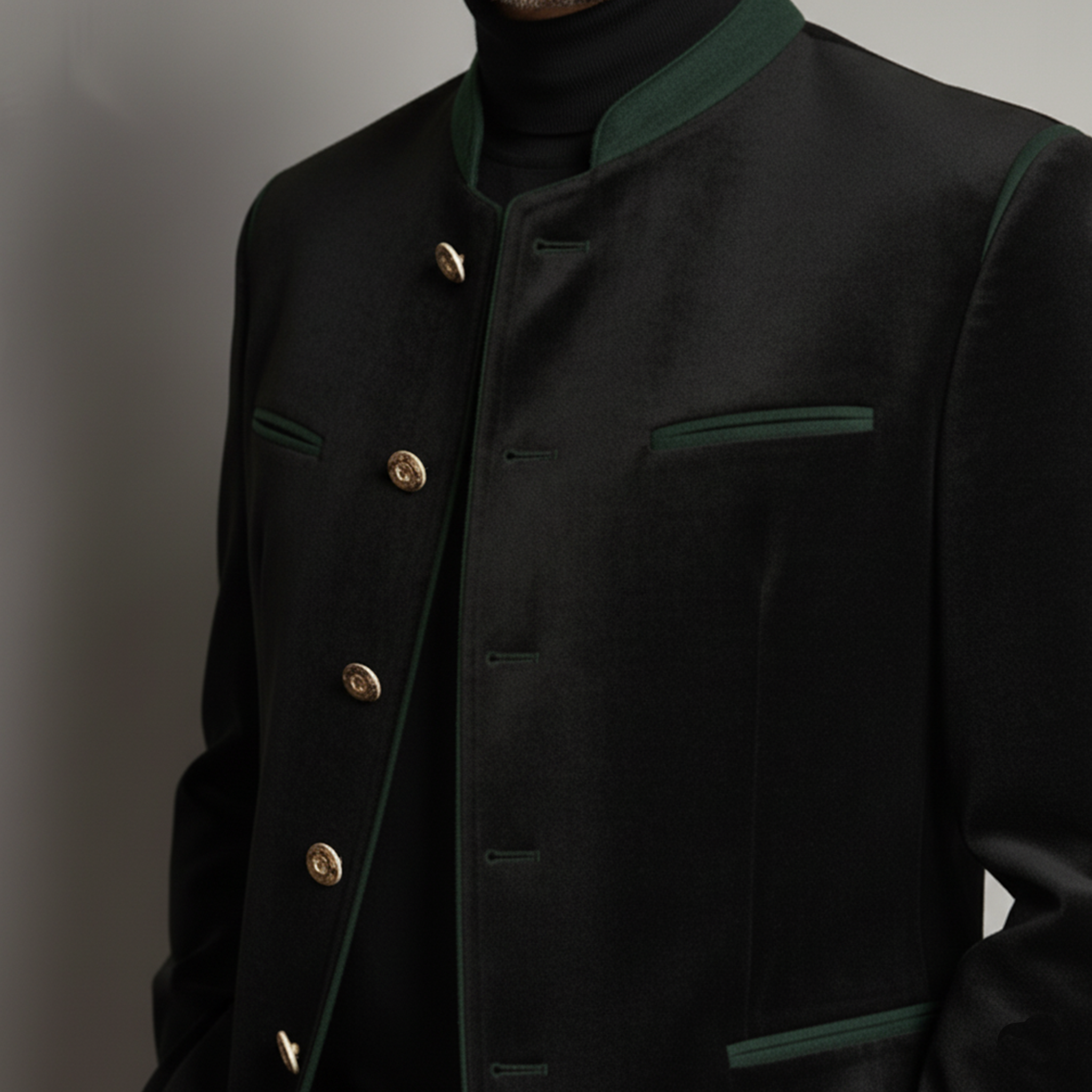 Men's Classic Retro Stand-up Collar Faux Velvet Jacket MTA1068K2K