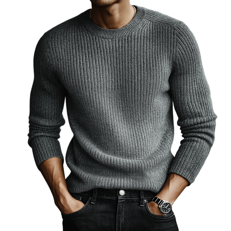 Men's Retro Casual Knitted Crew Neck Pullover Sweater MTA2956J1TO