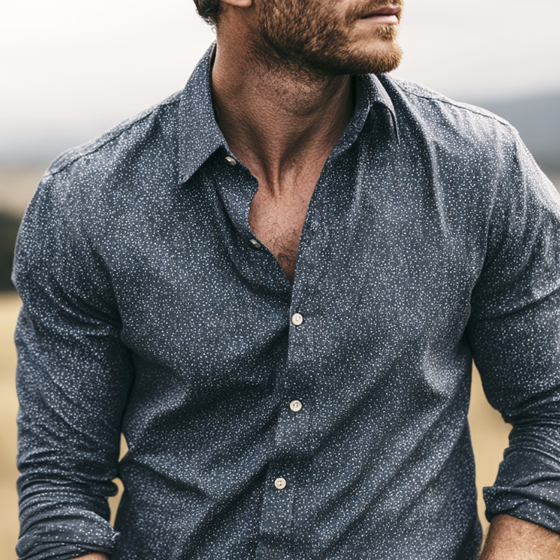 Men's Country Style Print Lapel Long Sleeve Shirt MTA0953I3Z