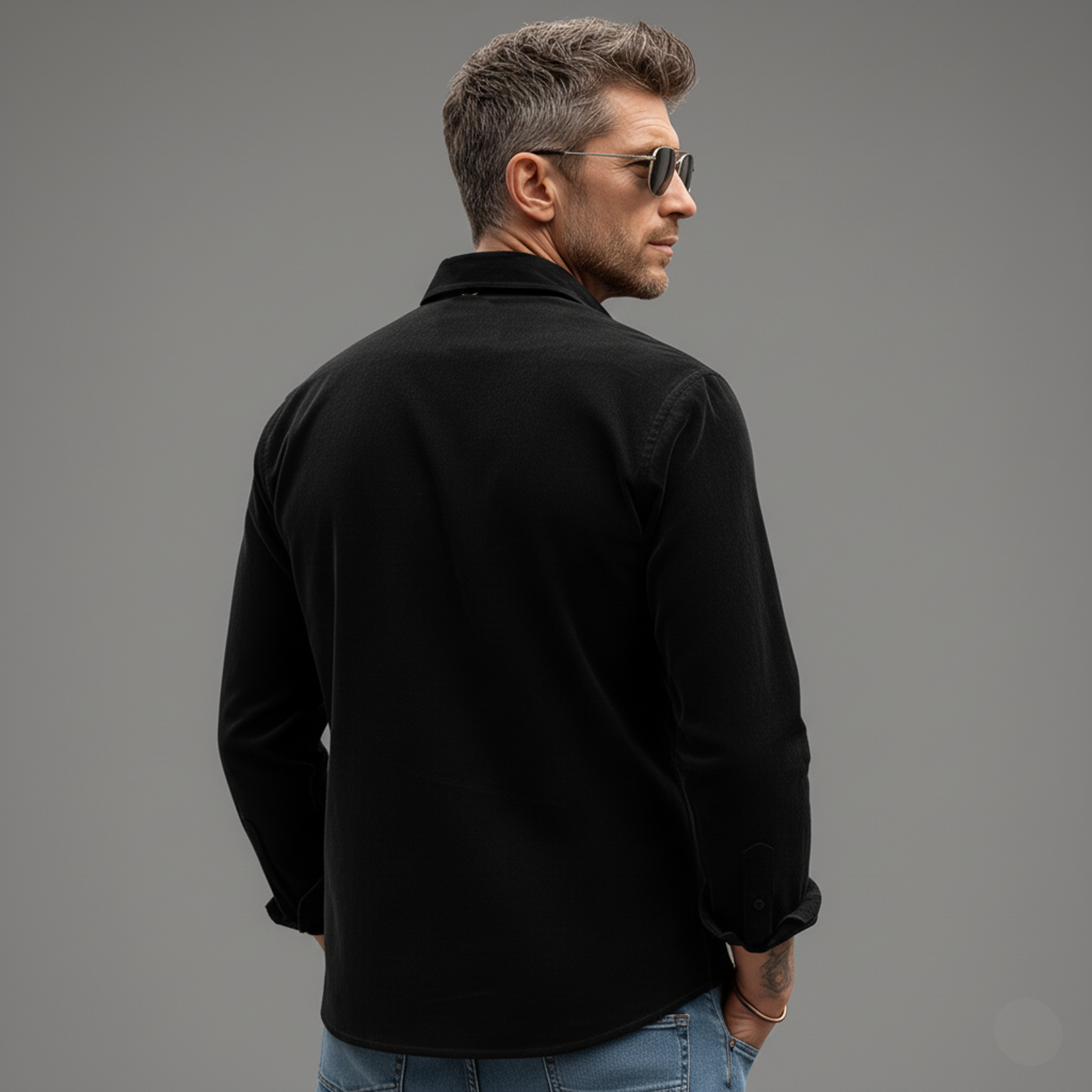 Men's Classic Vintage Faux Velvet Printed Long-sleeved Shirt MTA2096L8K