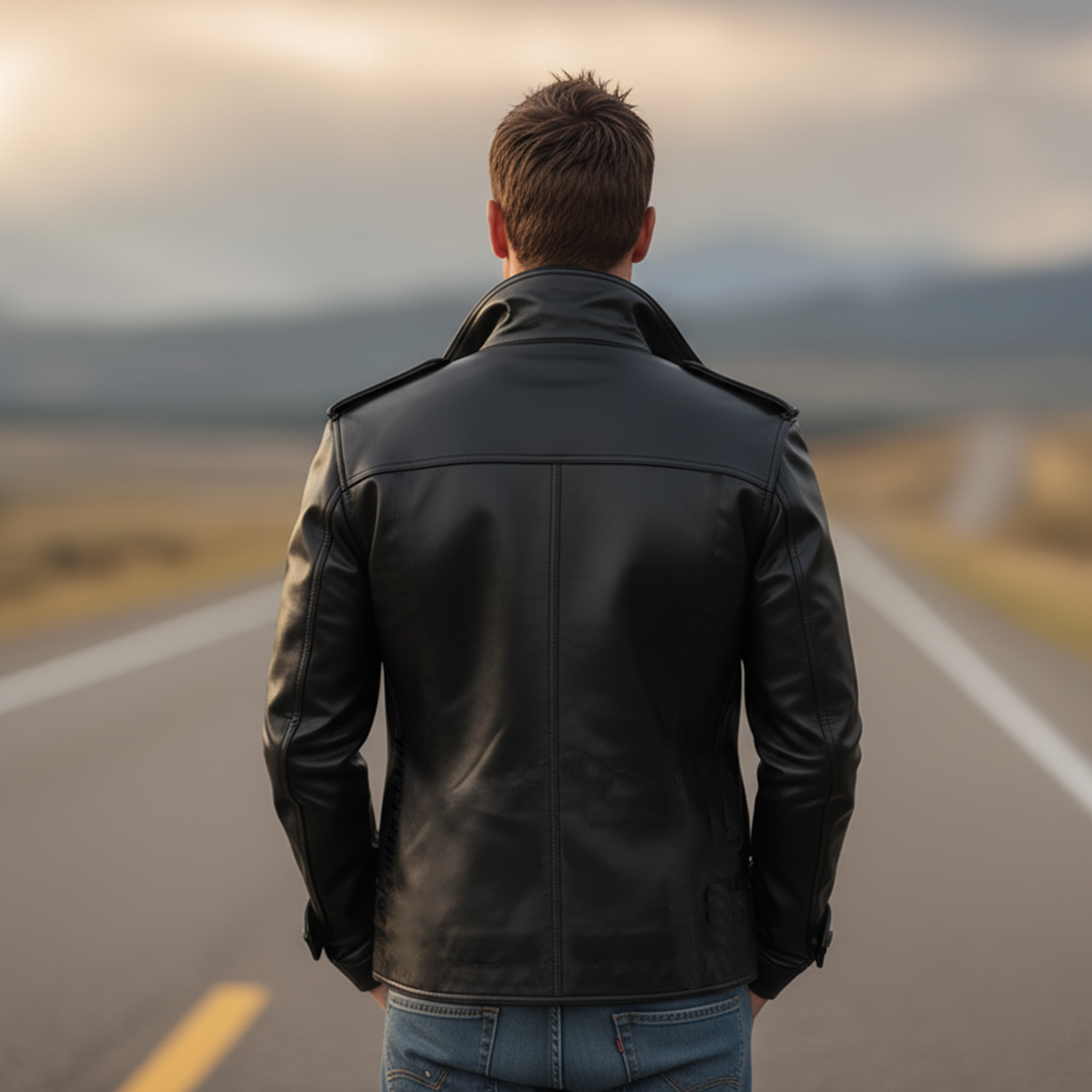 Men's Classic Casual Lapel Double-breasted PU Leather Jacket MTA1587J1K