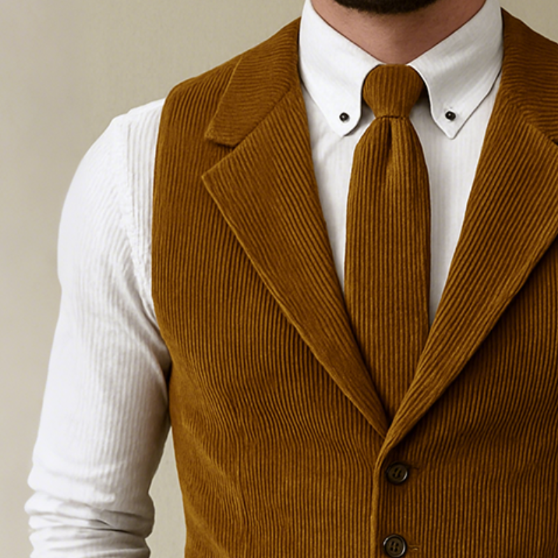 Men's Retro Casual Solid Color Corduroy Vest MTA0826H0TO