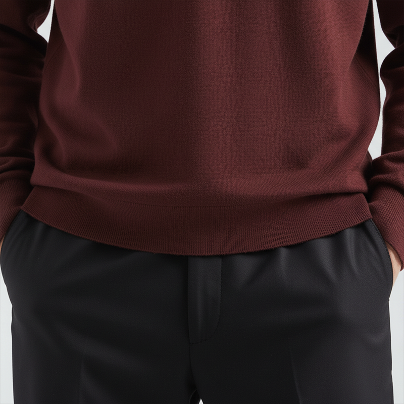 Men's Winter Retro PU Collar Knit Polo Shirt MTA2354J1P