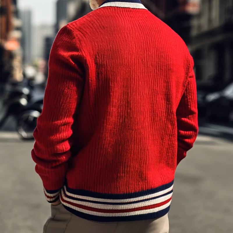 Men's Retro Casual Striped Knit Button Cardigan MTA0527I5TO