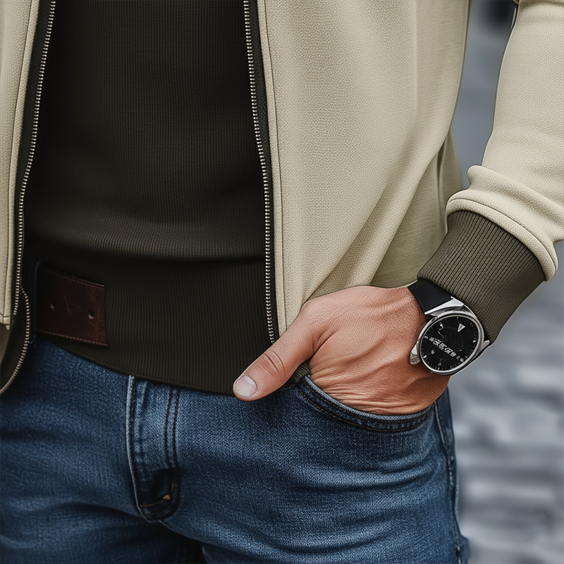 Men's Simple Slim Fit Fleece Thin Jacket MTA3058J6P