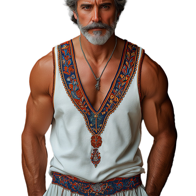 Men's Summer Fashion Knitted Embroidery Tank Top MTA0337F0P