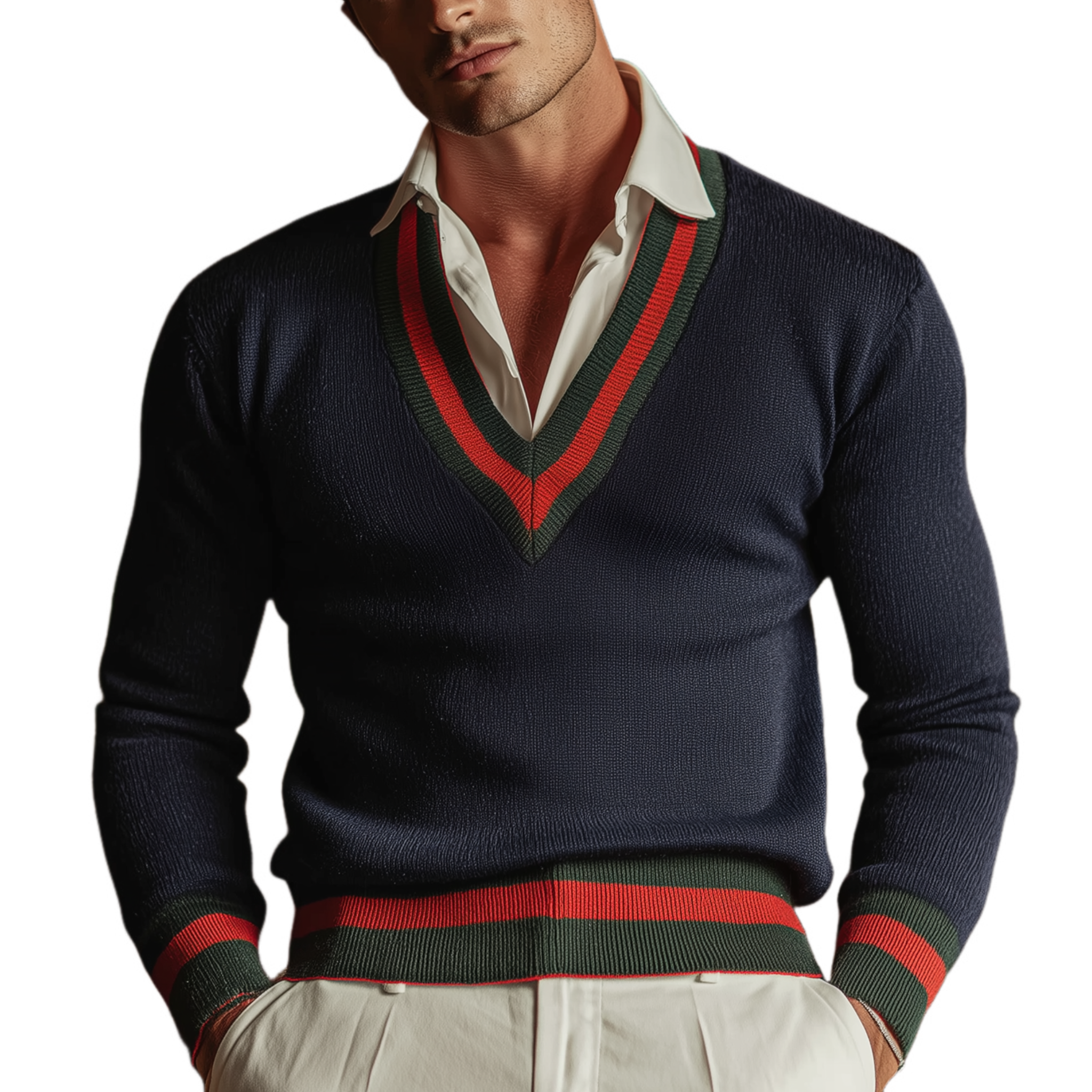 Men's Classic Casual Deep V-Neck Slim Fit Sweater MTA2959I0K