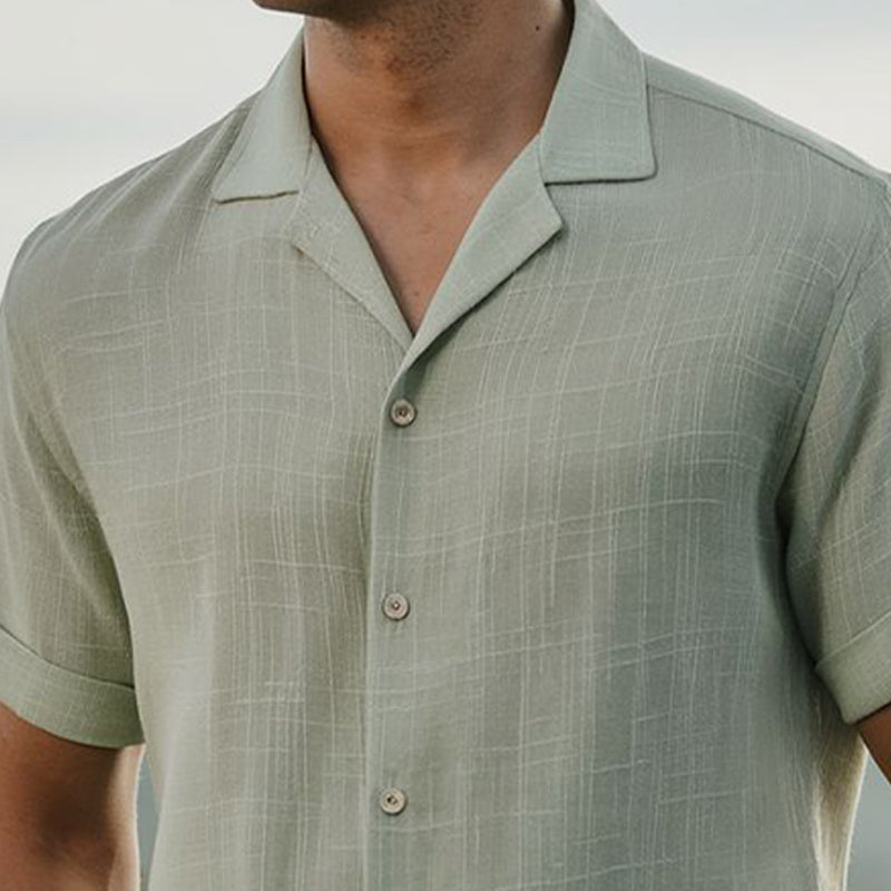 Men's Summer Basic Texture Short Sleeve Shirt MTA0676E7U