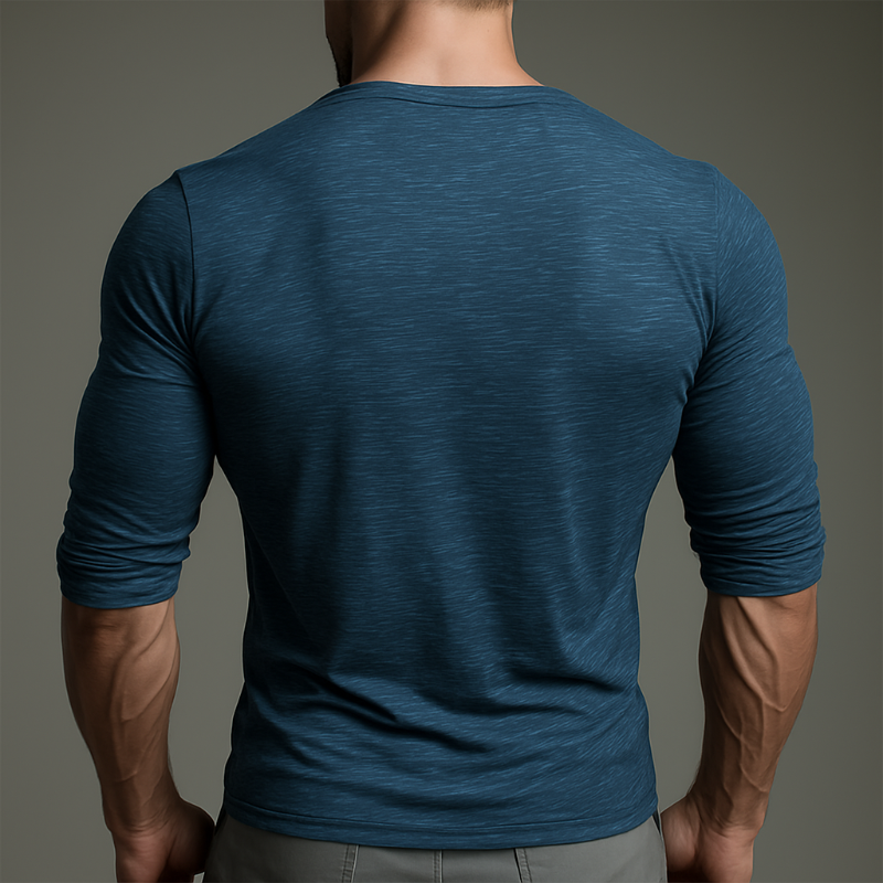 Men's Retro Casual Cotton V-Neck Long Sleeve T-Shirt MTA0731H0TO