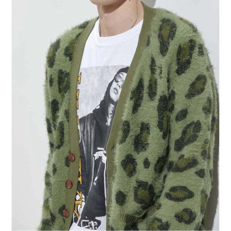 【Spedizione in 24 ore】Cardigan monopetto con scollo a V leopardato vintage da uomo 03568715Y