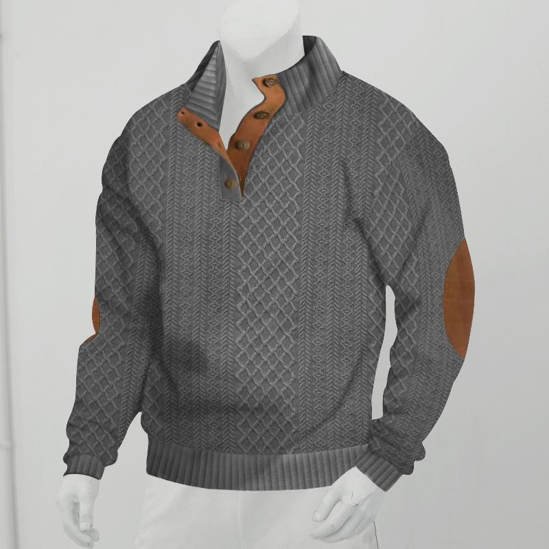 Felpa pullover in maglia jacquard a maniche lunghe con colletto alto da uomo 84101852X