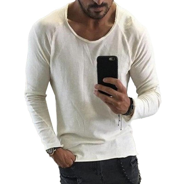 Men's Casual Solid Color Long Sleeve Round Neck T-Shirt 35560804Y