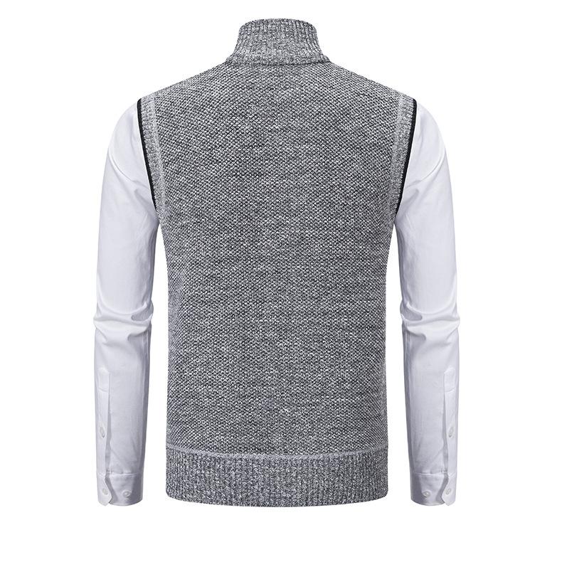 Men's Stand Collar Sleeveless Knitted Fleece Vest (without shirt)07402474X