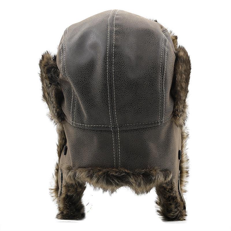 Cappello da uomo in pelle con protezione per le orecchie, spesso e caldo, 55478529U