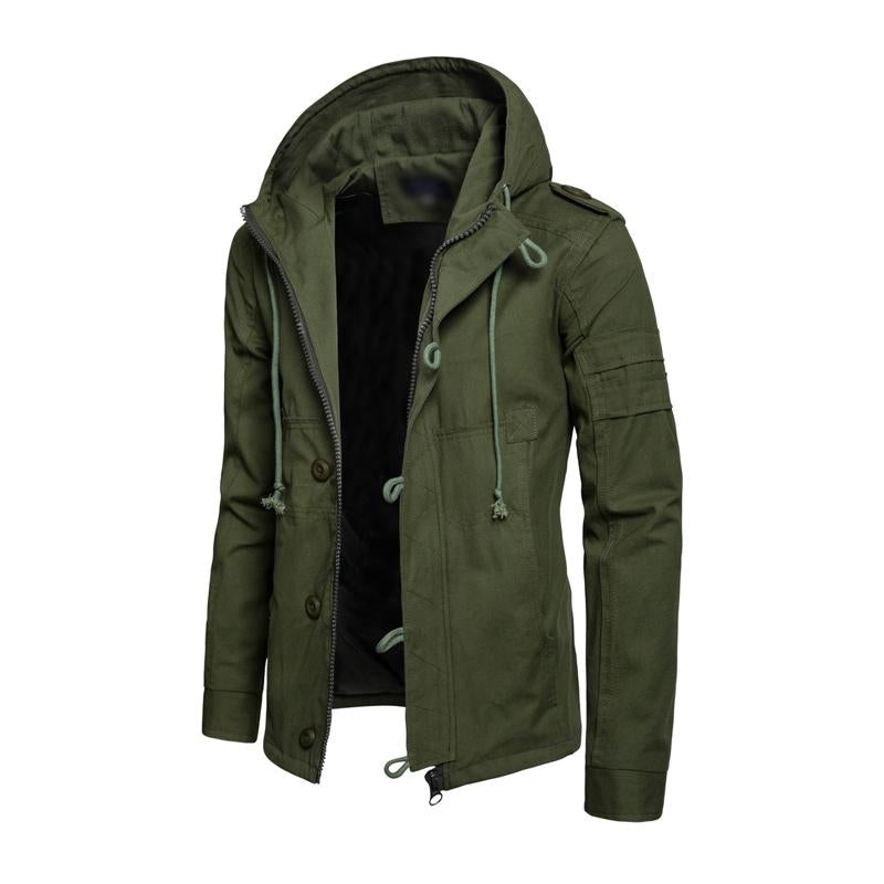 Chaqueta cargo informal de algodón lavado con capucha y corte ajustado para hombre 77422336M