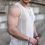 Men's Casual Hollow Sleeveless Slim Knitted Tank Top 56539678M