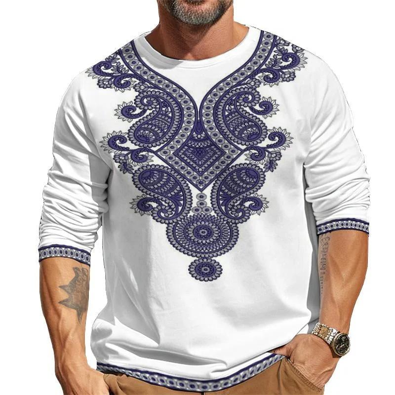 T-shirt da uomo casual con stampa a girocollo e maniche lunghe 31943256X