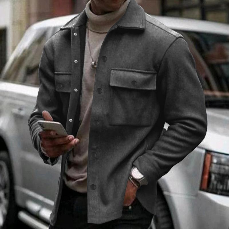 Chaqueta de solapa de un solo pecho de color liso para hombre 94960602X