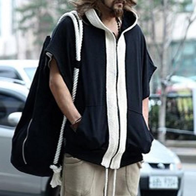 Lockere kurzärmelige Sweatshirtjacke mit Kapuze für Herren 83697432Y