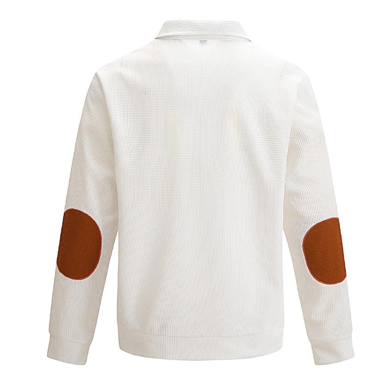 Felpa da uomo casual con colletto rialzato e motivo waffle 48501658X