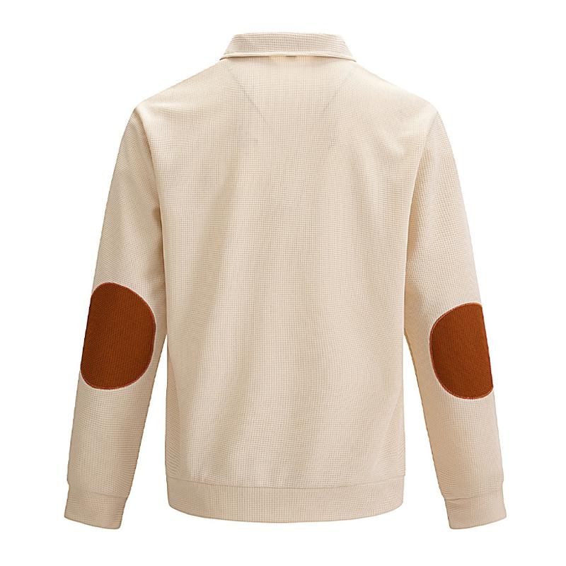 Felpa da uomo casual con colletto rialzato e motivo waffle 48501658X