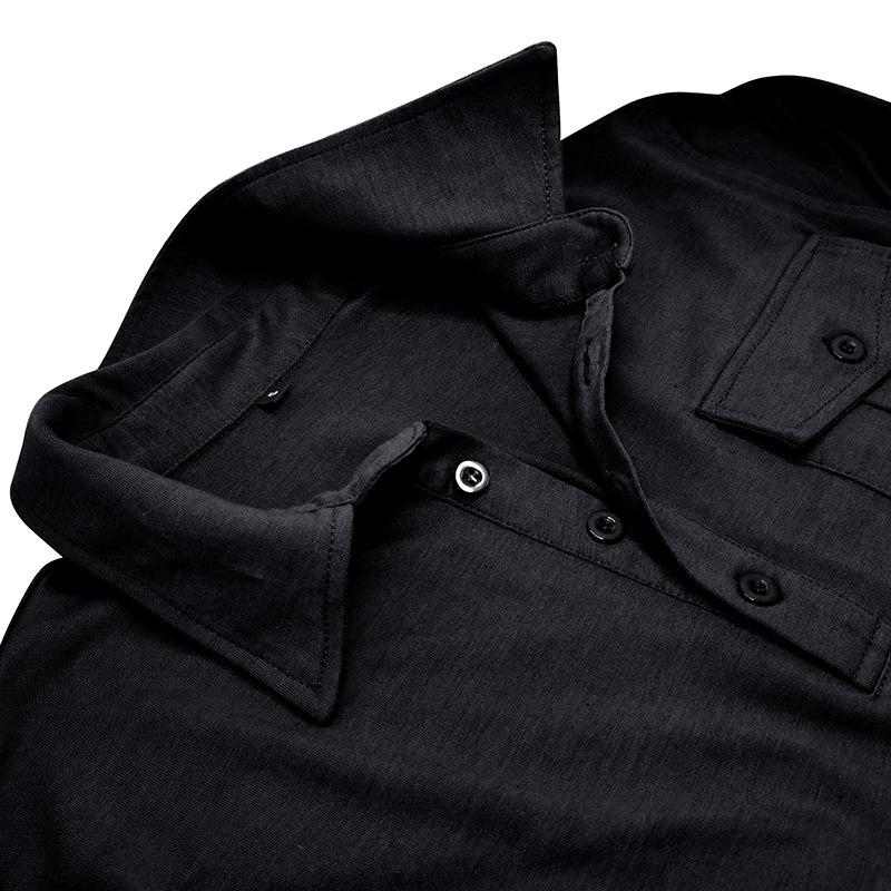 Lässiges, einfarbiges Poloshirt mit langen Ärmeln und Revers für Herren 33969571M