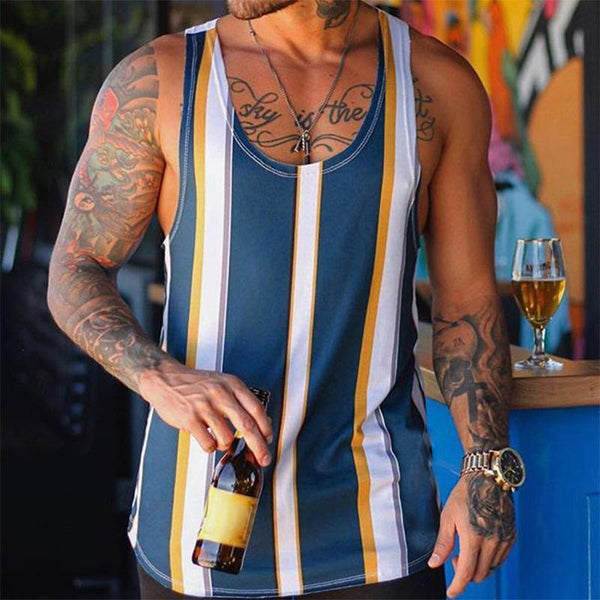 Men's Casual Striped Round Neck Tank Top 06730967TO