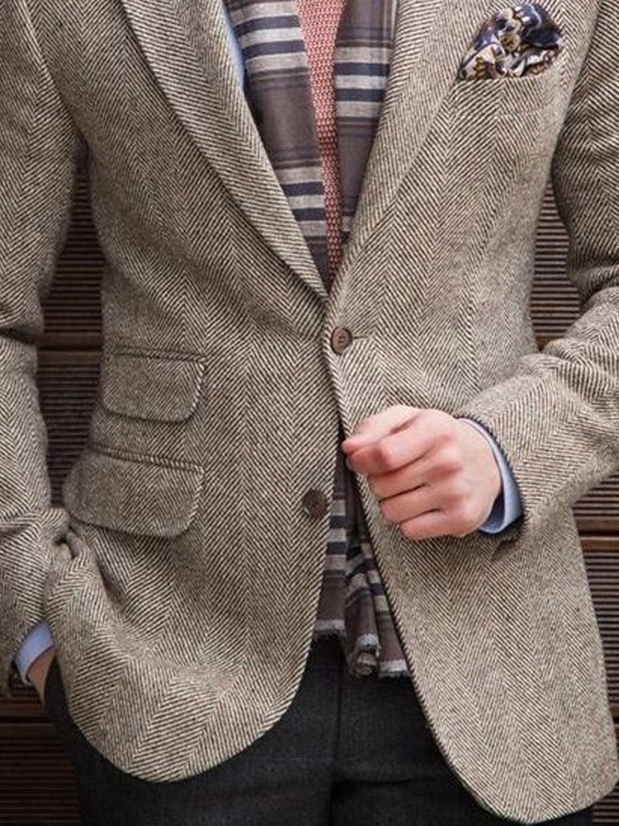 Revers Einreihiger Vintage Blazer mit mehreren Taschen 52654611D