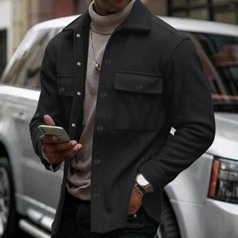 Chaqueta de solapa de un solo pecho de color liso para hombre 94960602X