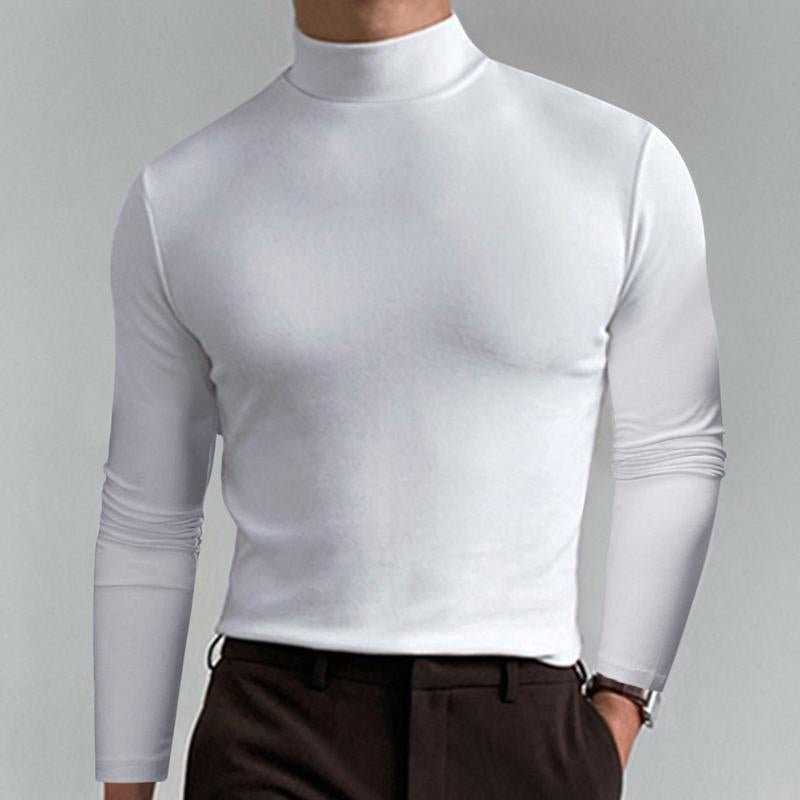Camiseta informal de manga larga con cuello alto y entallada de color liso para hombre 87801833Y