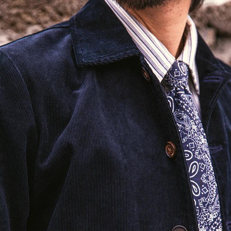 【Envío en 24 horas】Chaqueta informal de pana con solapa y botonadura sencilla para hombre 49322159Z