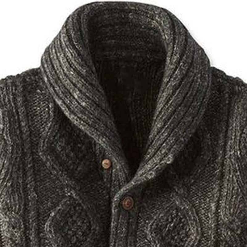 Men's Vintage Cable Lapel Single Breasted Knitted Cardigan 49152247M