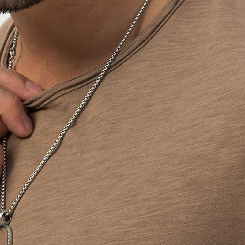 Einfarbiges T-Shirt mit Rundhalsausschnitt und langen Ärmeln für Herren 59746835X