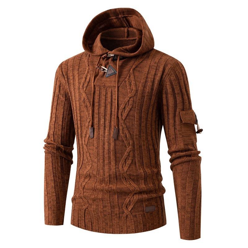 Sweat à capuche en tricot à manches longues pour hommes, coupe slim 29783754U