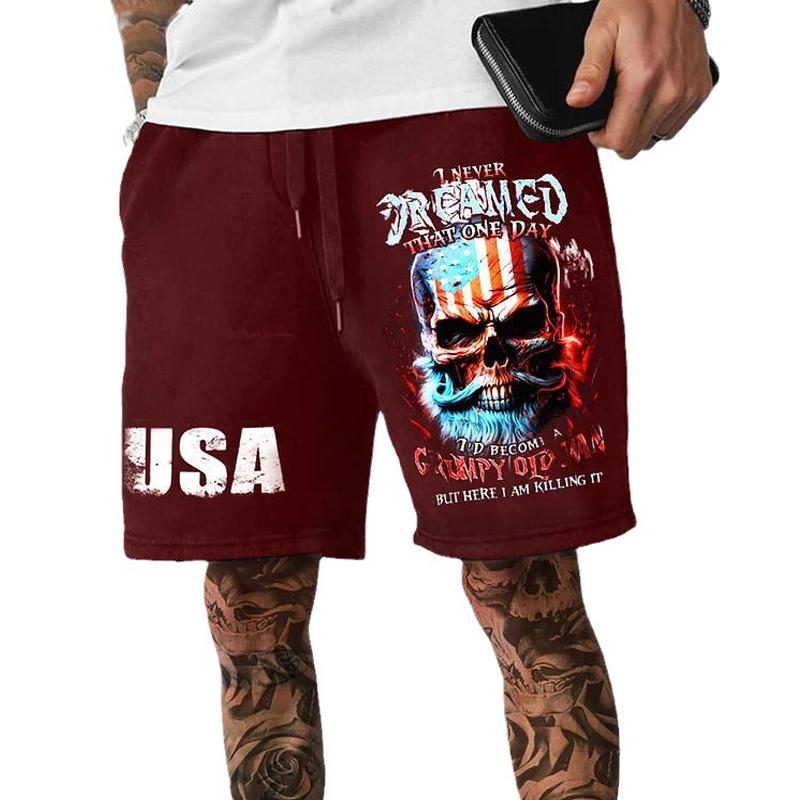 Pantaloni casual a cinque punti larghi e resistenti all'usura da uomo, con stampa sportiva, 43208745X