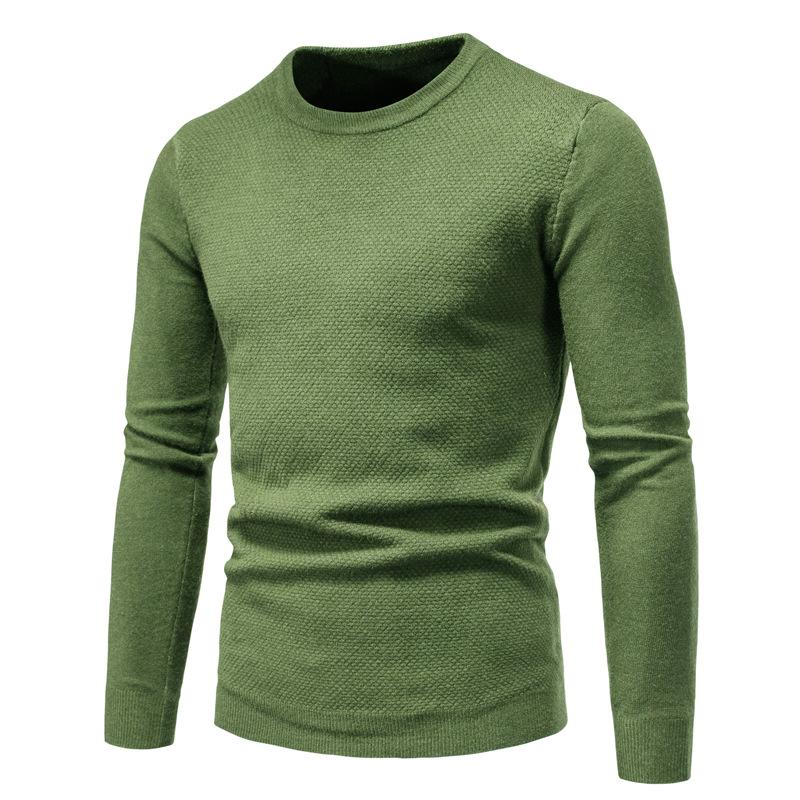 Maglione pullover slim girocollo tinta unita da uomo 44993833X