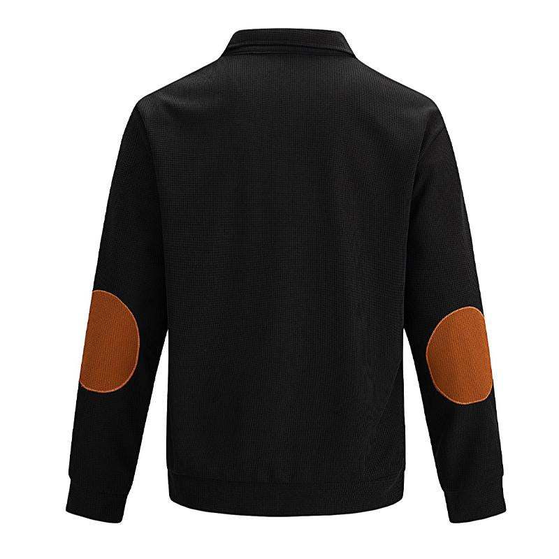 Felpa da uomo casual con colletto rialzato e motivo waffle 48501658X