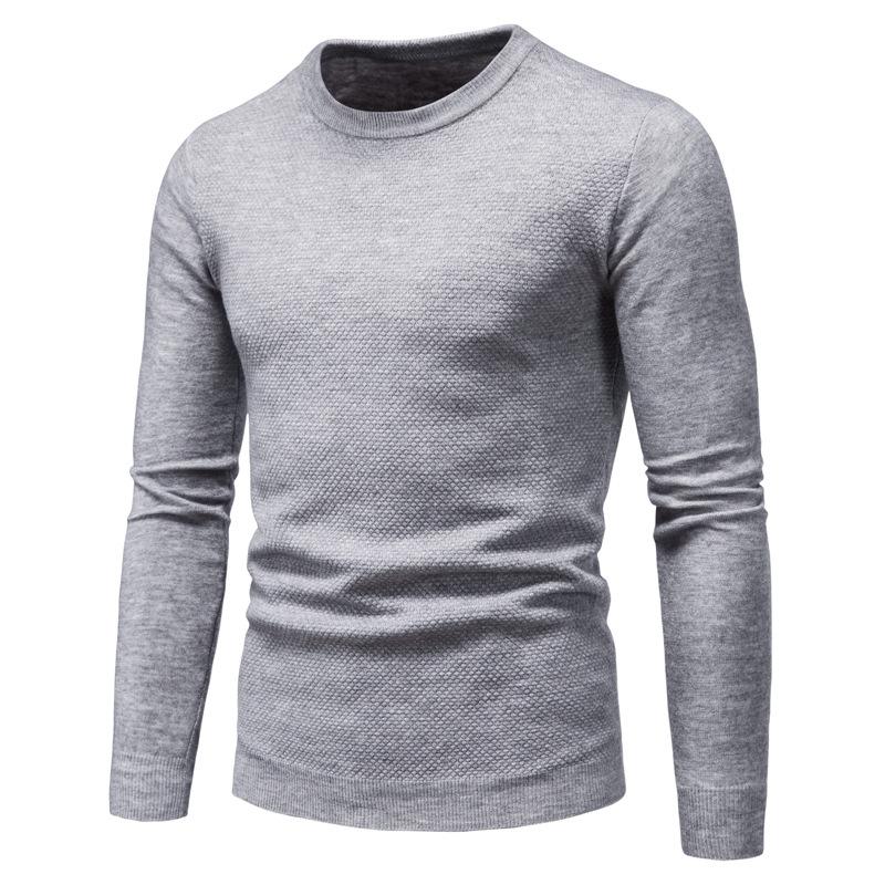 Maglione pullover slim girocollo tinta unita da uomo 44993833X