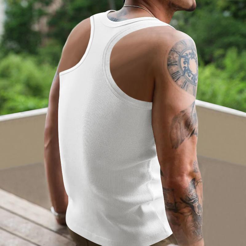 Men's Solid Color Round Neck Sleeveless Tank Top 33174109Z
