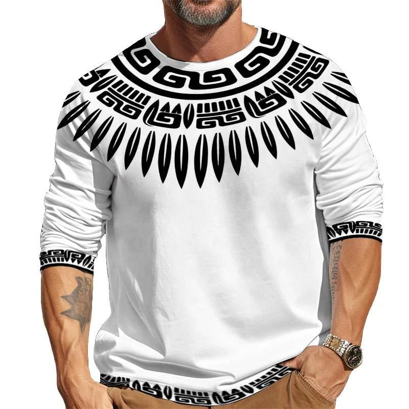 T-shirt da uomo casual con stampa a girocollo e maniche lunghe 31943256X