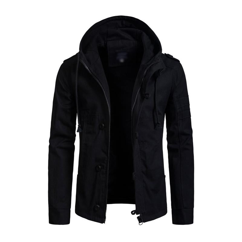 Chaqueta cargo informal de algodón lavado con capucha y corte ajustado para hombre 77422336M
