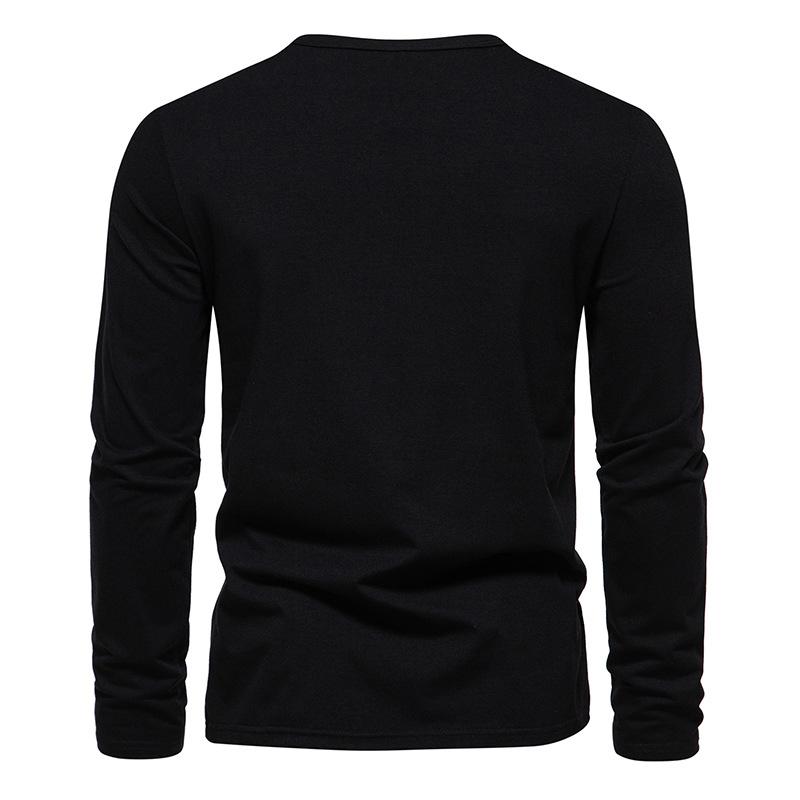 T-shirt décontracté à manches longues et col Henley uni pour hommes 52904398Z